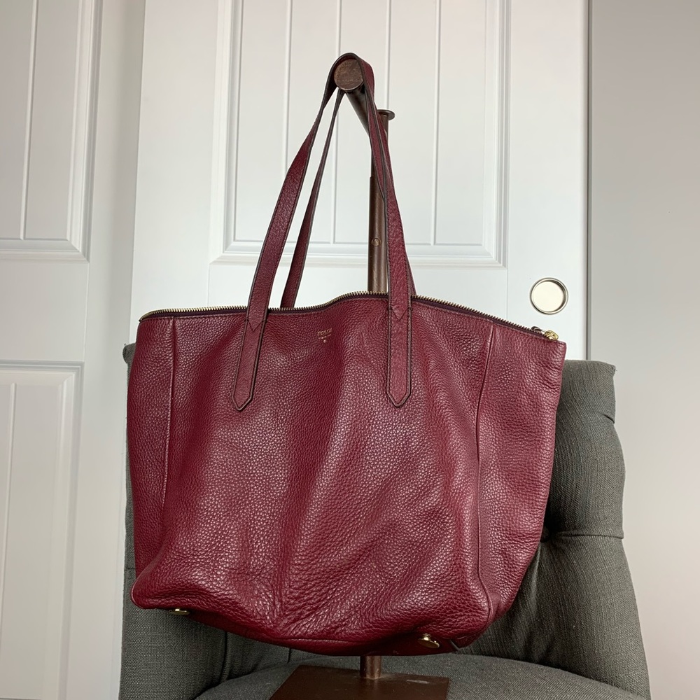Fossil burgundy tote